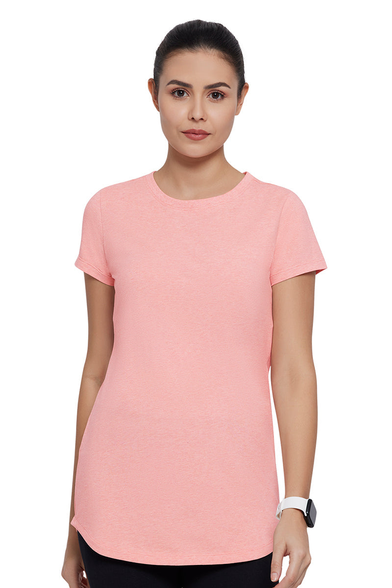 Amante Women's Short Sleeve Relaxed Fit Pink Round Neck T-Shirt